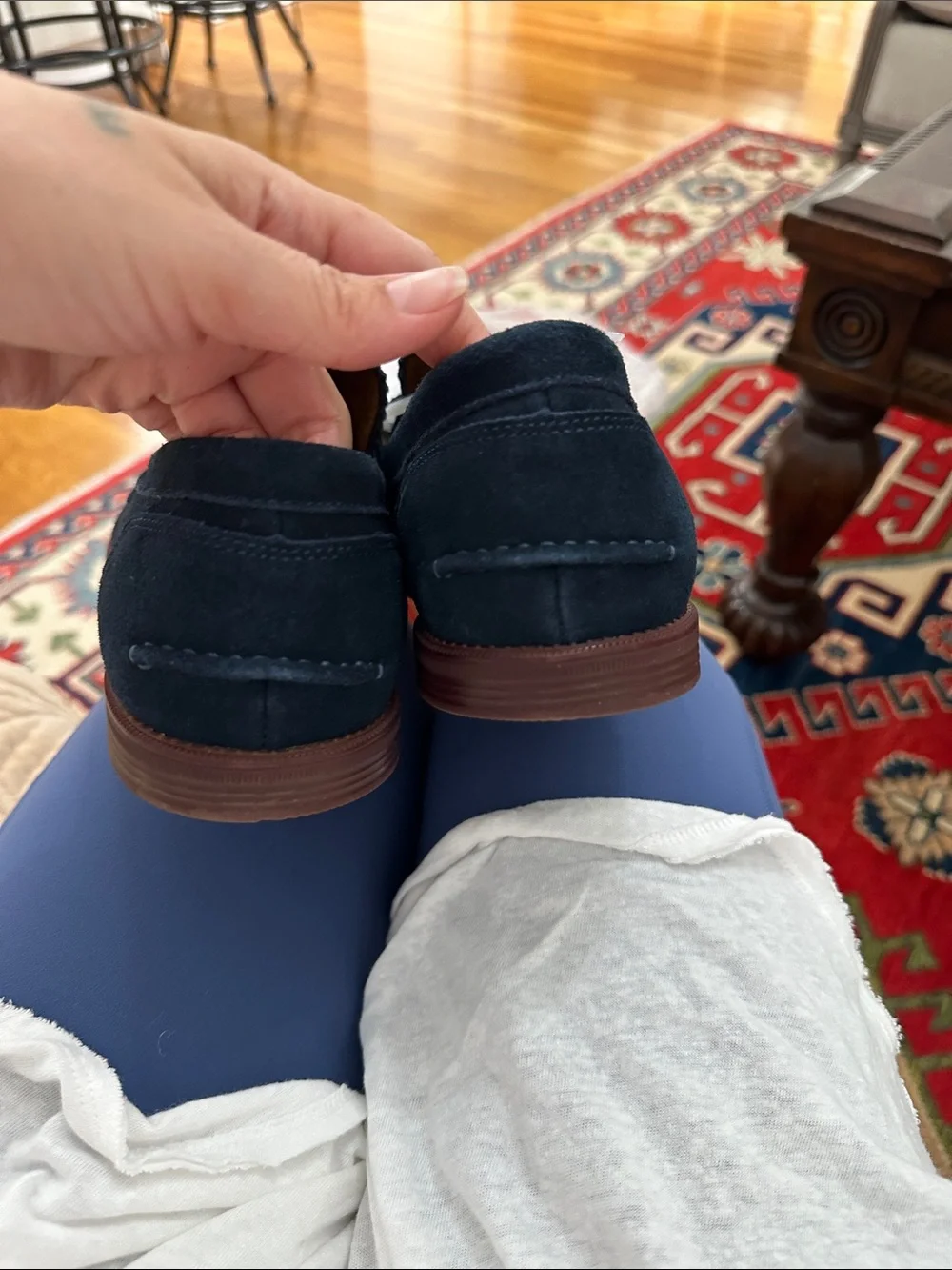 Steve Madden Navy Suede Penny Loafers
